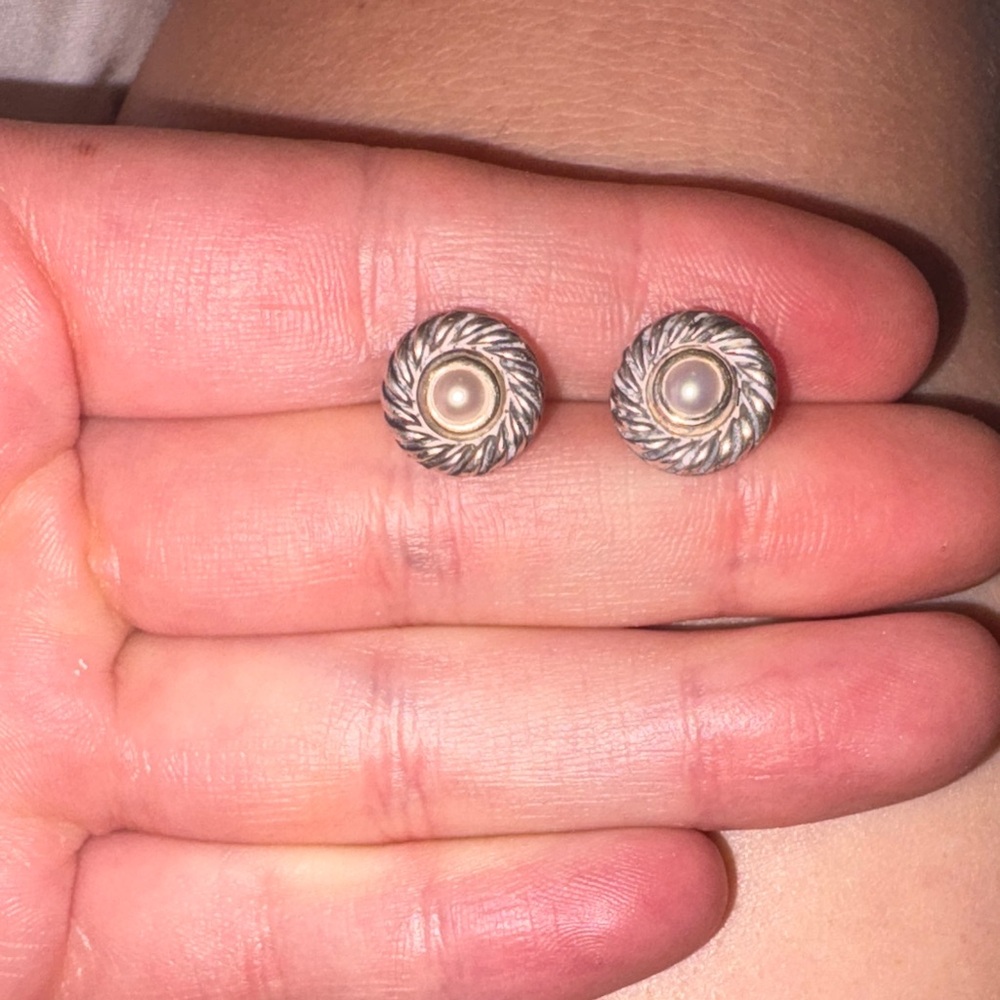 David YURMAN Sterling Silver & 14K Gold & Pearl Stud Earrings